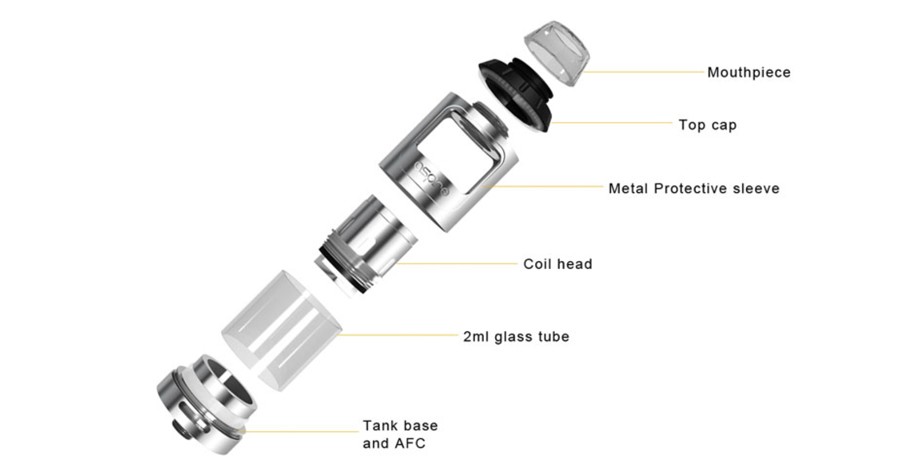 The Aspire Athos is a 2ml sub ohm vape tank which can be dismantled for effective cleaning