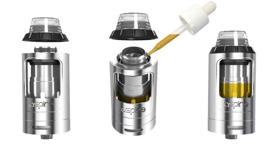 The Athos 2ml vape tank features an easy top fill method, for refilling of e-liquid.