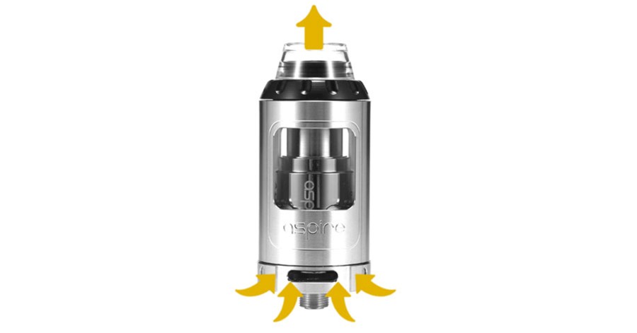 The Aspire 2ml Athos features triple bottom adjustable airflow, for a loose or tight inhale.