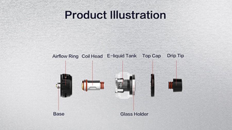 The Nunchaku 2 vape tank features a solid design, constructed from Stainless Steel.