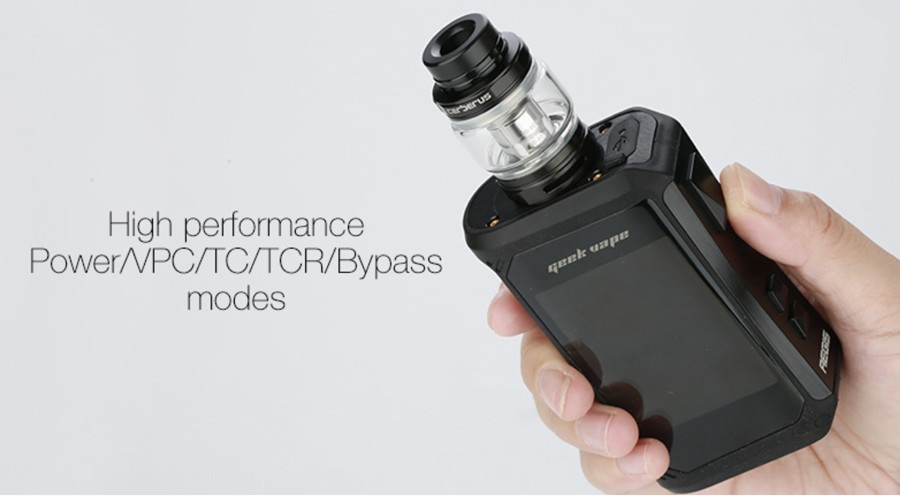 The Aegis X 200W kit has a variety of output modes including Temperature Control and Bypass Mode.