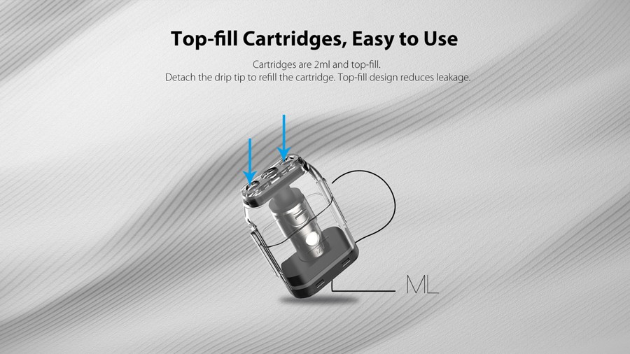 The Caliburn pods feature a 2ml e-liquid capacity with a top fill design.