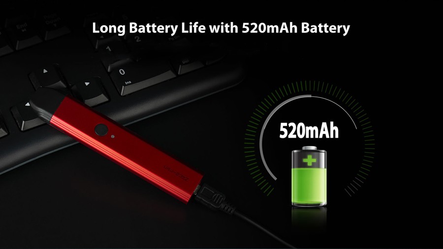 A 520mAh built-in battery provides a consistently high performance.