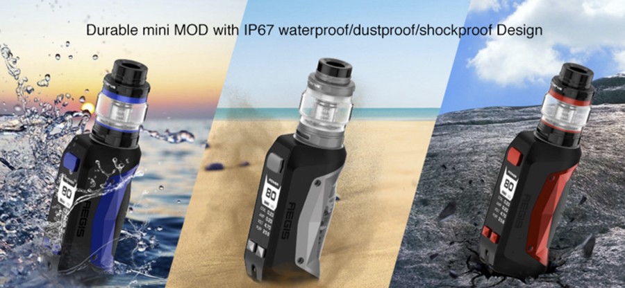 The Geekvape Aegis Mini kit is IP67 waterproof, dustproof and shockproof for ultimate reliability.