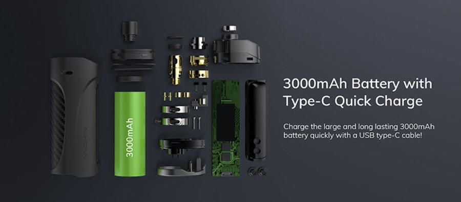 The Innokin Kroma-Z is a pod mod kit powered by a 3000mAh battery and can deliver a MTL or RDL inhale.