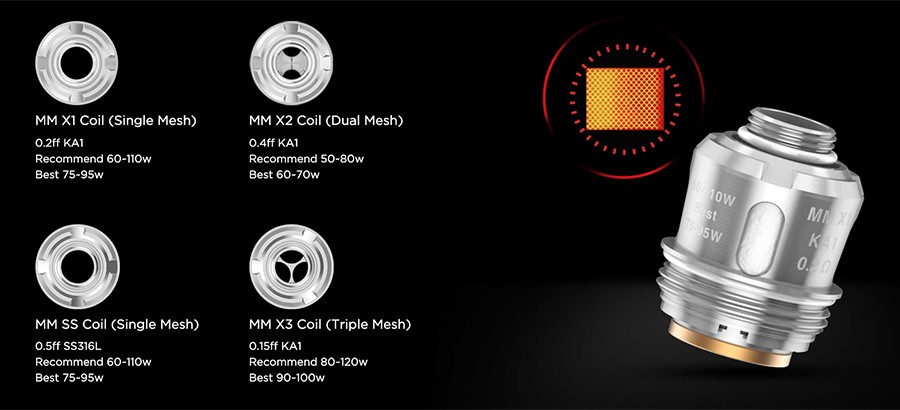 the GeekVape Zeus coils all feature a mesh build which boosts vapour and flavour production.