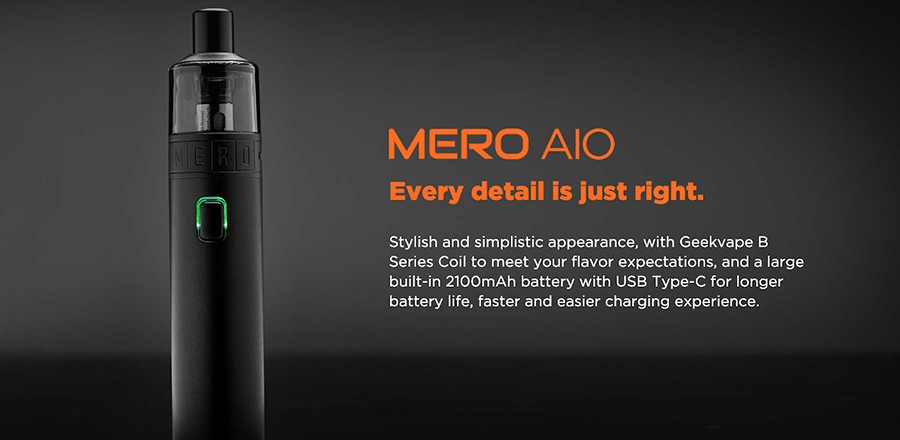 Compact and simple, the GeekVape Mero AIO is an ideal vape kit for a first-timer