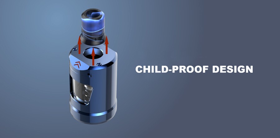 The Zlide vape tank features an innovative childproof design, making this tank much safer.