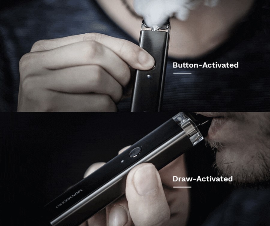 The 800mAh XROS pod kit features a dual activated firing method, with an inhale activation and a button operation to choose from.