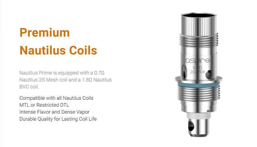 The Nautilus Prime pod kit and replacement pods are compatible with the entire Nautilus BVC coil range as well as the Nautilus Prime RBA coil for rebuildable vapers.