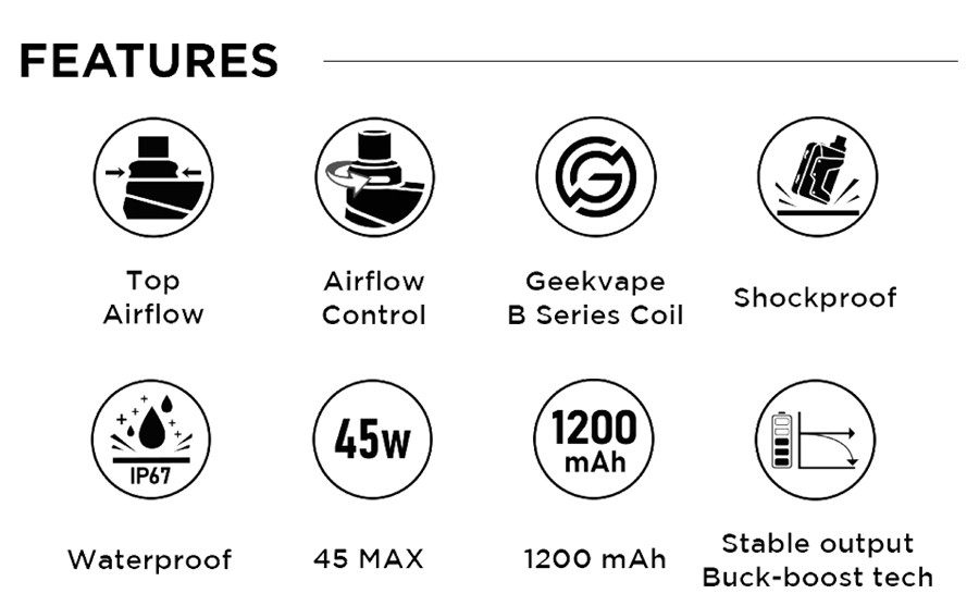 The 1200mAh Aegis Hero features a range of output modes and protections including IP67 waterproof and shockproof, variable wattage and bypass mode.