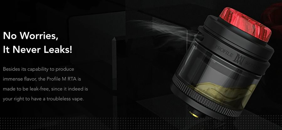 The Wotofo Profile M is a leakproof RTA that features a newly designed airflow and simple filling method.
